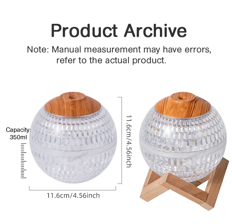 Crystal Ball Humidifier 350ml Humidor Ultrasonic Colorful Light Cool