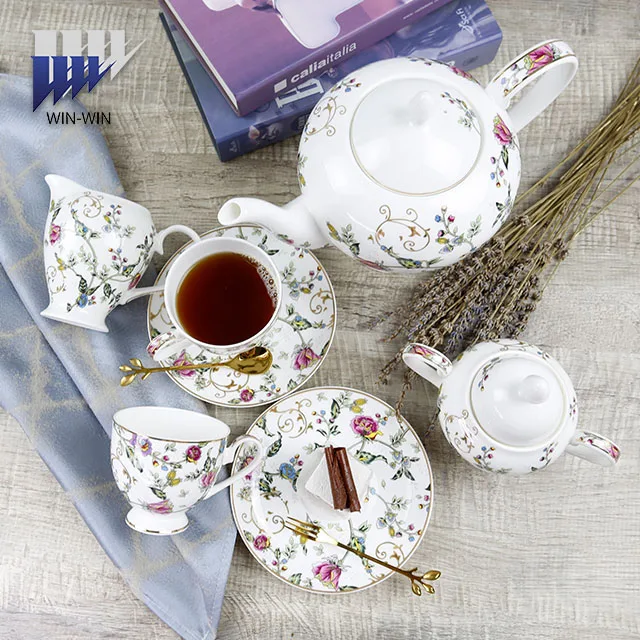 European Nordic Eco-friendly Fine Bone China Tea Set 15 Pieces