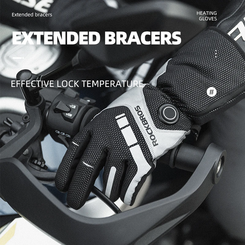 ROCKBROS Electric Battery Heated Gloves Touch Screen Thermal Heat Ski Bike Motorcycle Gloves Hand Warmers for Women Men