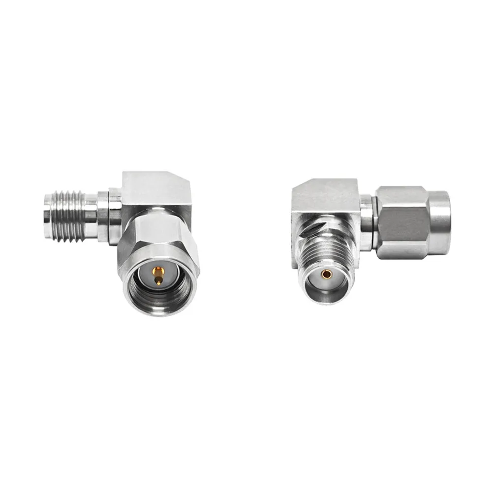Manufacturer RF Microwave DC-18GHz  RF Connector SMA Male to SMA Female Right Angle 90 Degree  Stainless Steel Coaxial  Adapter