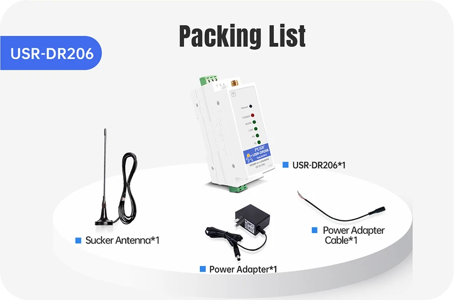 PUSR DIN Rail Serial RS485 to LoRaWAN Converter wireless network gateway Long-range Communication Stable Reliable data USR-DR206