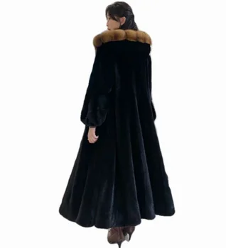 Women's mink fur coat real mink fur coat imported sable fur collar long style support customization