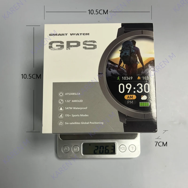 product gps smart watch dm76 132inch amoled screen with altitude pressure compass 5atm waterproof sports smartwatch for ios android-0