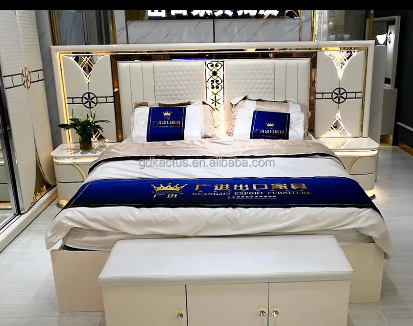 Elegant Luxury Modern Design 5pcs Jordans Furniture Bedroom Sets Glass