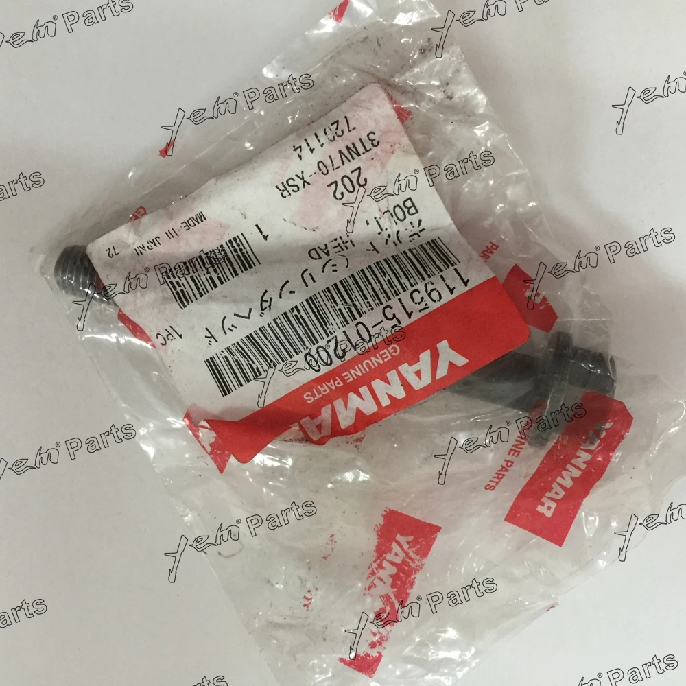3TNV70 Cylinder Head Bolt 119515-01200 for Yanmar Engine Spare Part