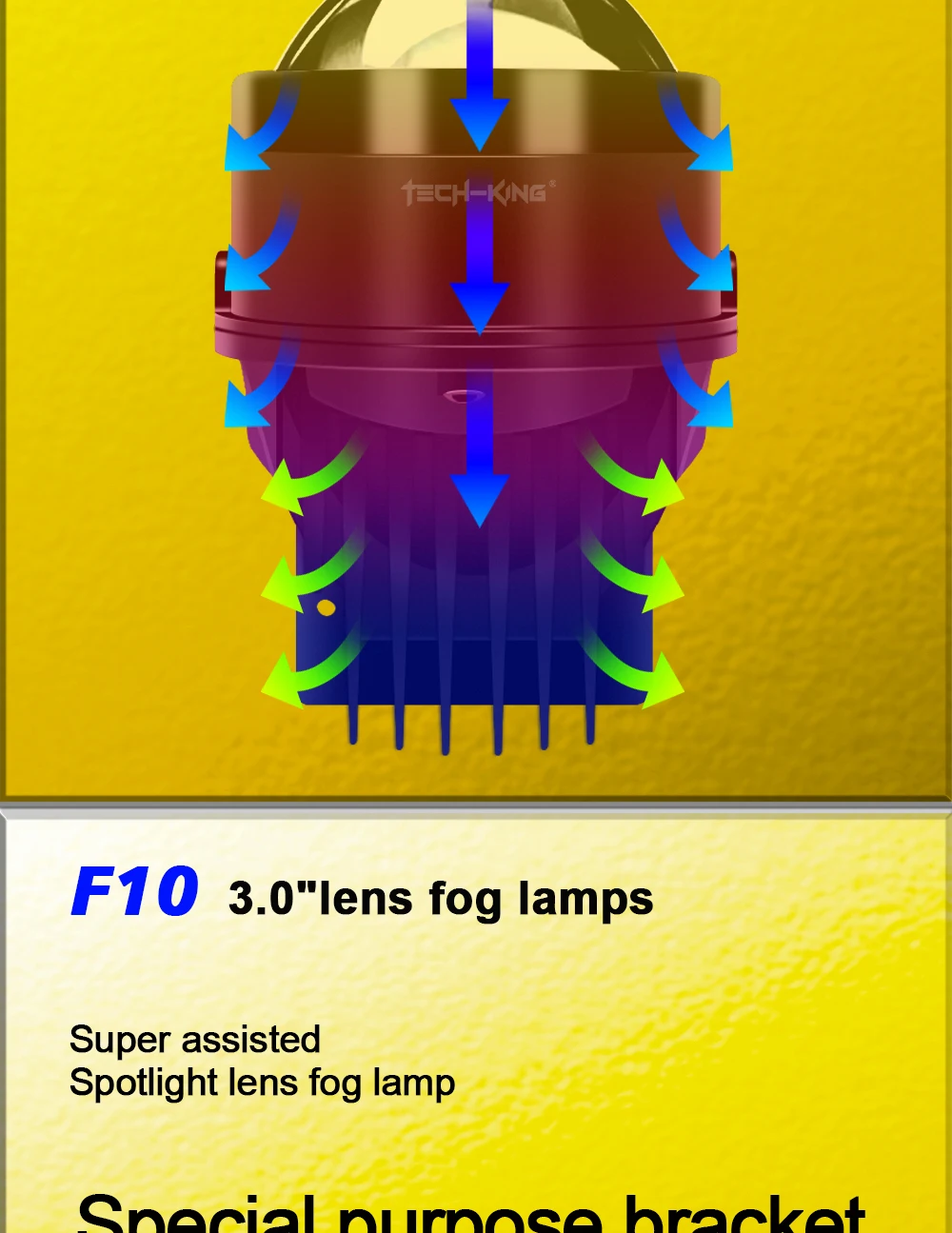 TECH-KING Automotive LED projector fog light 3-inch universal Matrix Automotive fog light retrofit accessory lens fog lamp