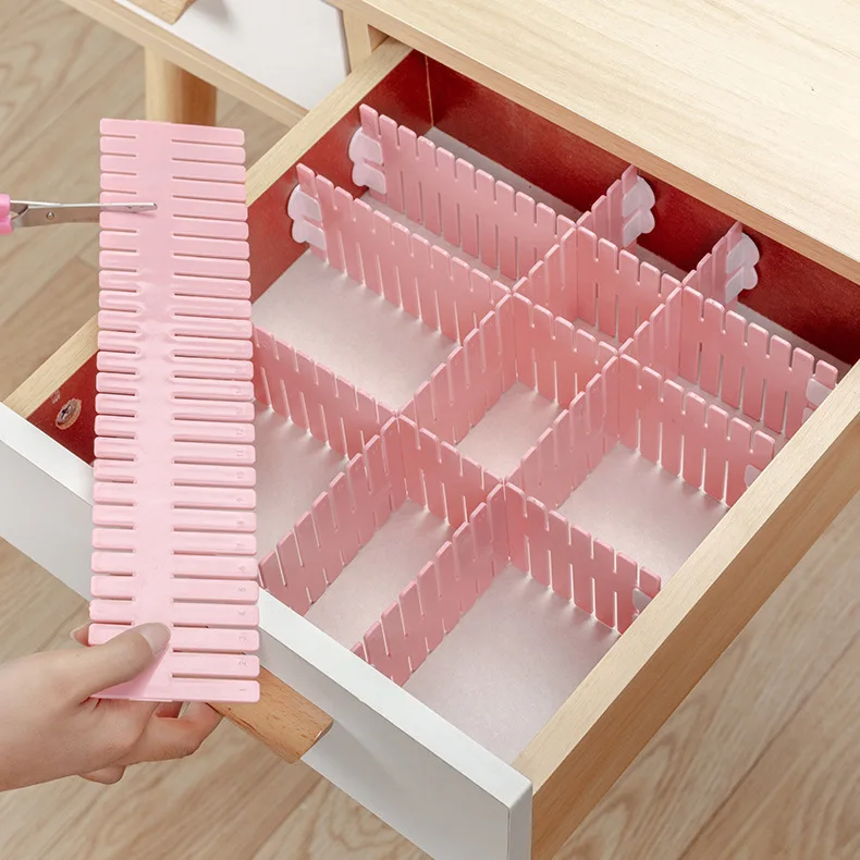 DIY Adjustable Storage Partition Board Plastic Drawer Divider Combination Partition Board Space-saving Division Drawer Organizer