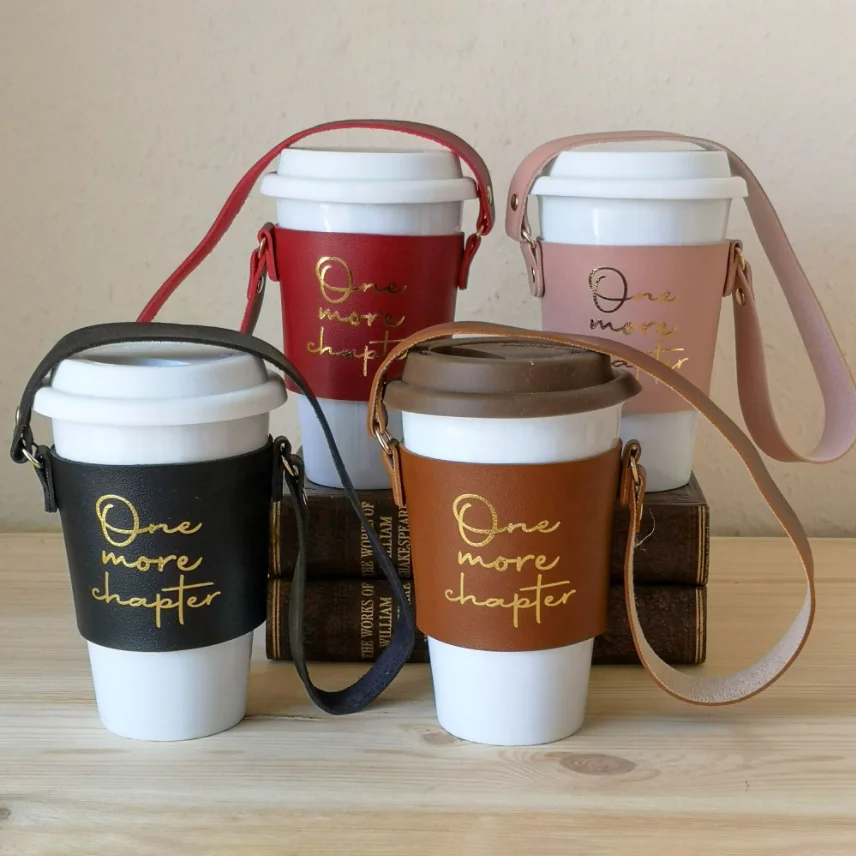 Personalised Leather Coffee Cup Sleeve Reusable Takeaway Cup Holder Sleeve  Personalized Gift for Coffee Lovers Sustainable Cup Sleeve 