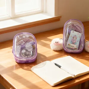 Trendy Transparent Pouch Stationery Set - Cute Bear & Unicorn Design, Portable School Supplies Kit for Kids Party Favors