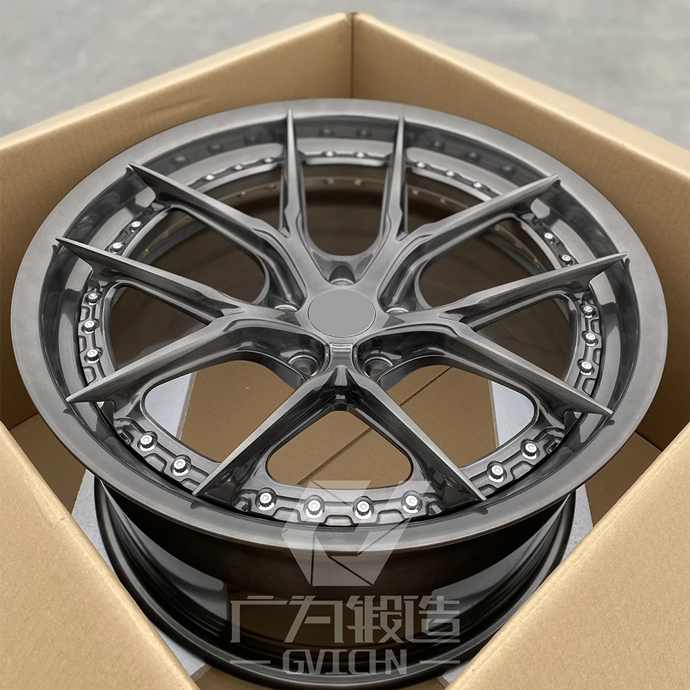 2 piece brushed gray aluminum alloy forged wheels 16 17 18 19 20 21 22 23 24 inch 5x112 5x114.3 5x120 rim hub