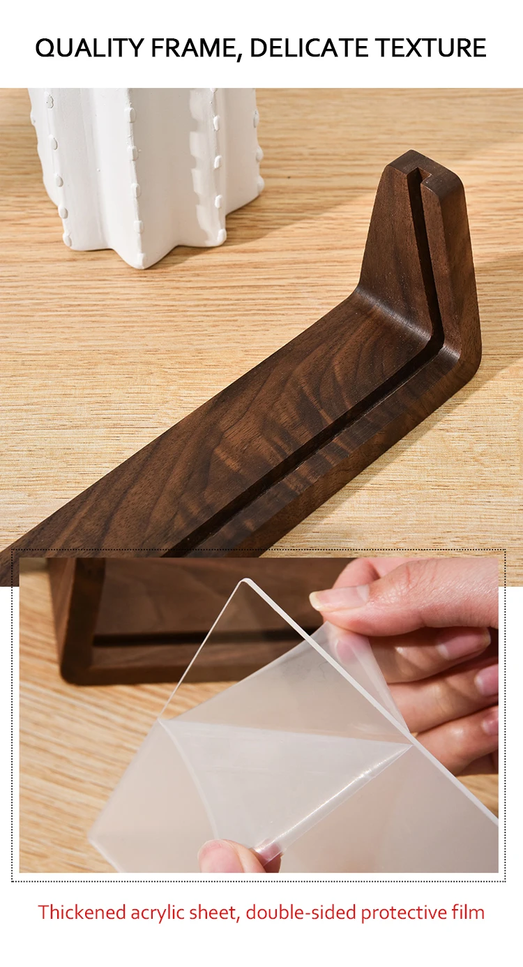 6/7/8 Inch Custom Acrylic Picture Digital Photo Frame With Wooden Base