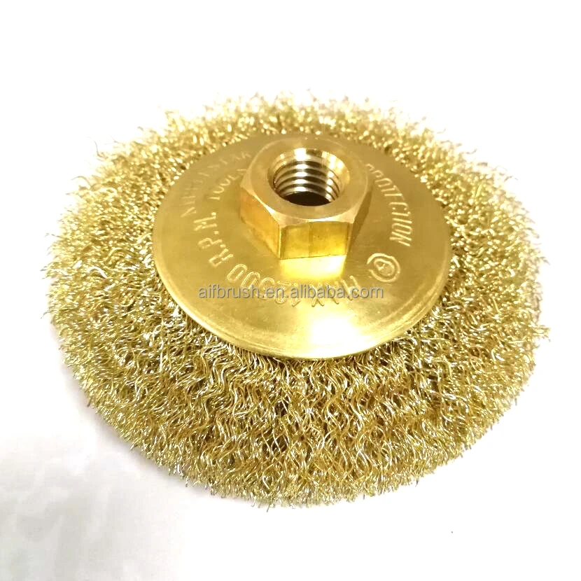 Safe Working Non Sparking 100mm X M14 Crimped All Brass Wire Bevel