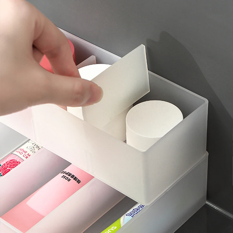 Household Custom 4 Grids Multifunction Drawer Style Separated Cosmetic Organizer Plastic Storage Box With Dividers