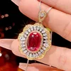 Red corundum pendant with box chain