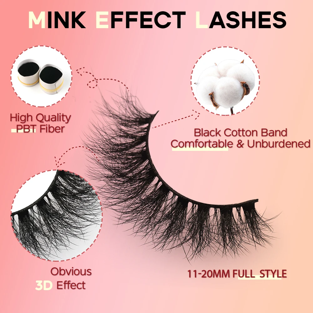 Worldbeauty 1520mm Faux Mink Eye Lash 3d False Faux Cils Fake Fluffy
