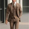 Dark khaki suit vest and dress pants
