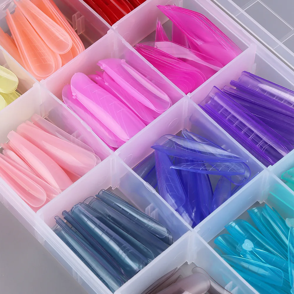 288Pcs High Quality Transparent Nail Forms Full Cover Colors 12 Styles Nail Dual Forms French Pink
