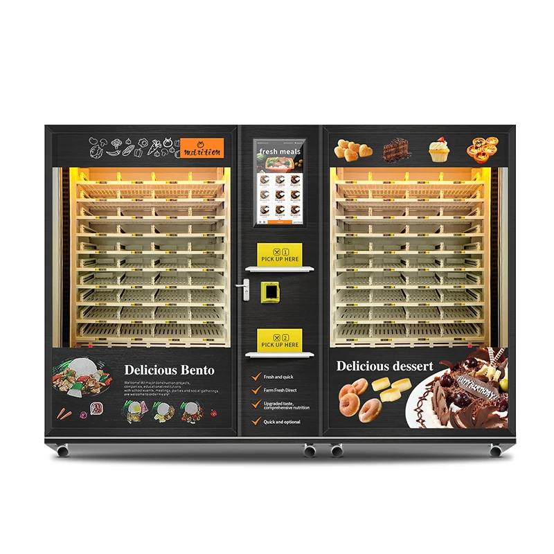 Haloo Vending Machine Supplier Microwave Heating Hot Food Vending Machine Automatic Fast Food Vending Machine for Meals Soup Hamburger Lunch Box Frozen Food