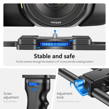 Neewer Aluminum Alloy Camera Video Cage Film Movie Making Kit, with Top Handle, Dual Hand Grip, Two 15mm Rods detail image