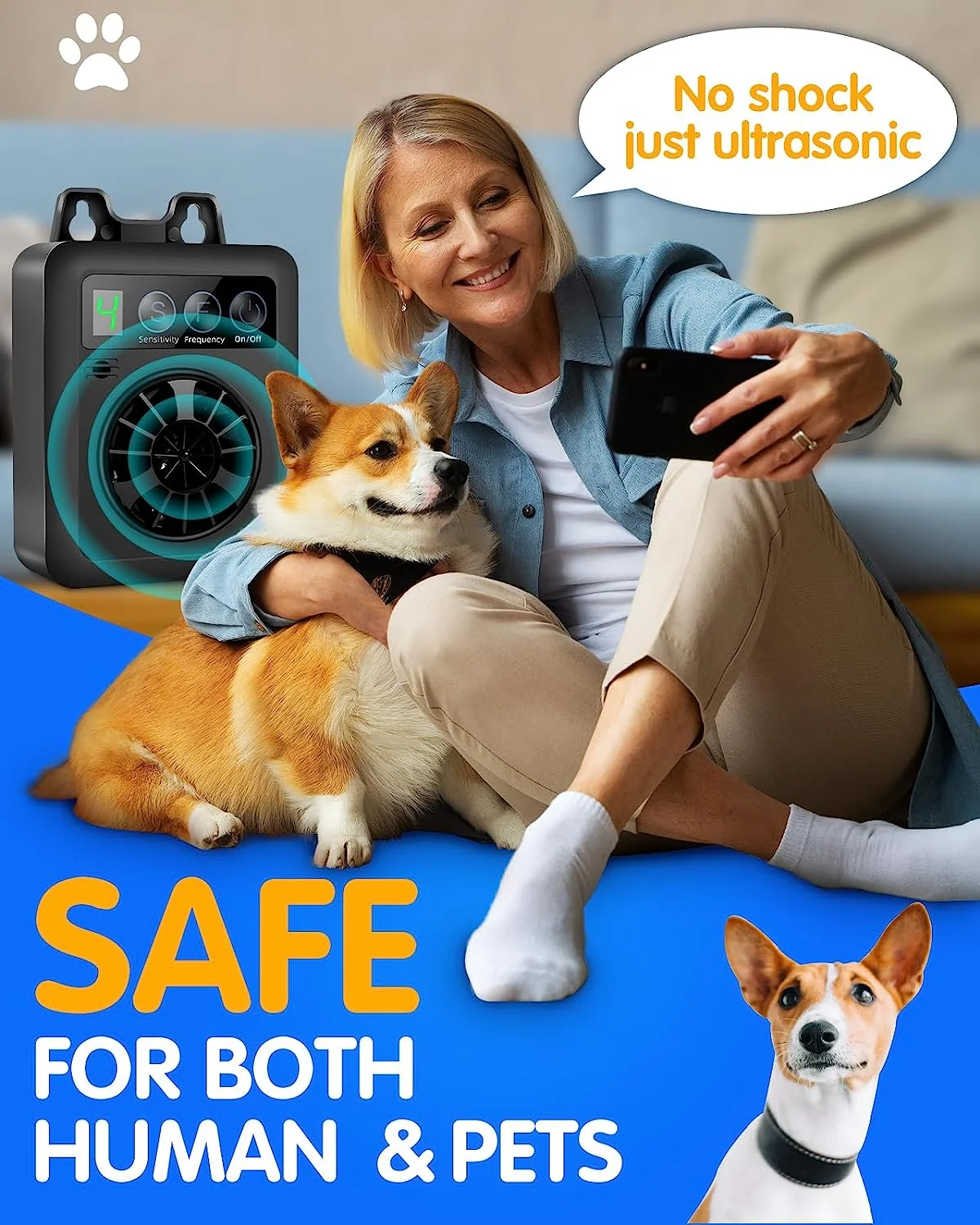Rechargeable 50FT Ultrasonic Bark Control Devices Stop Neighbors Dog Barking Dog Bark Deterrent Device
