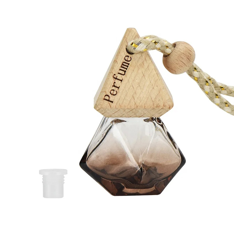 Empty 8ml Unique Design Bottle Hanging Wood Car Perfume Bottle air Freshener Car Perfume Bottles