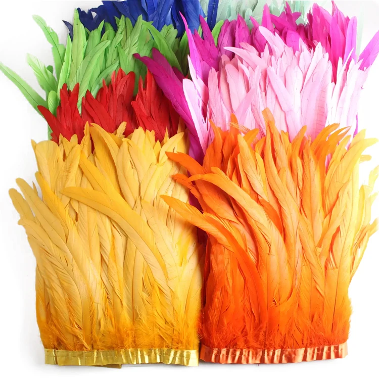 Factory Price Customized 144 Colors Rooster Tails Feather Fringes Trimming for Carnival Costume Backpacks Headdress Accessories