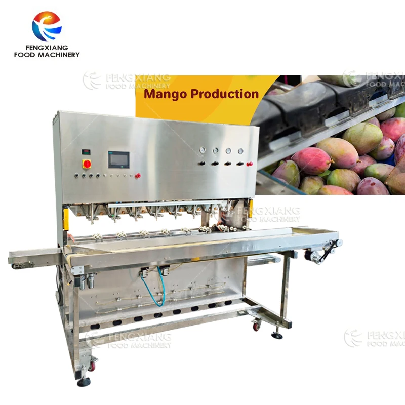 Automatic Mango Skin Peeling 8 Heads Peeler Juice Making Processing Line  Mango  Cube Dicing Machine Screw Type Juice Machine