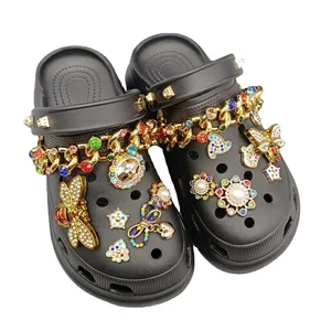 New Rhinestone Metal Pearl Hole Shoes Chain DIY Detachable Chain Shoe Decorations Fashion for Children Adults