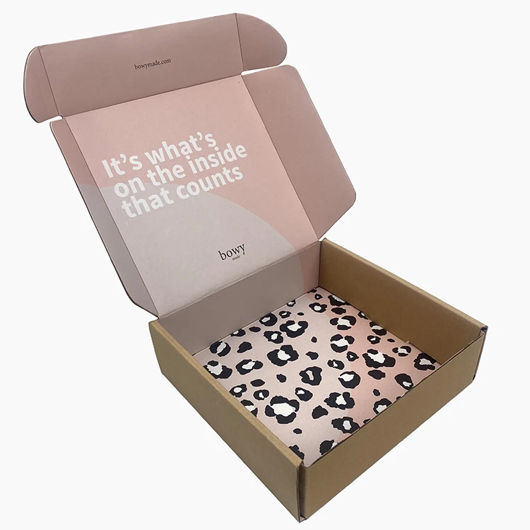 Leopard Print Corrugated Board Lingerie Box Portable Cardboard Paper Packaging with Tear Strip Customizable Logo Gift Box