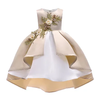 high quality little girls flower boutique 4-9 years old pink green champagne red blue kids girls party wear dresses