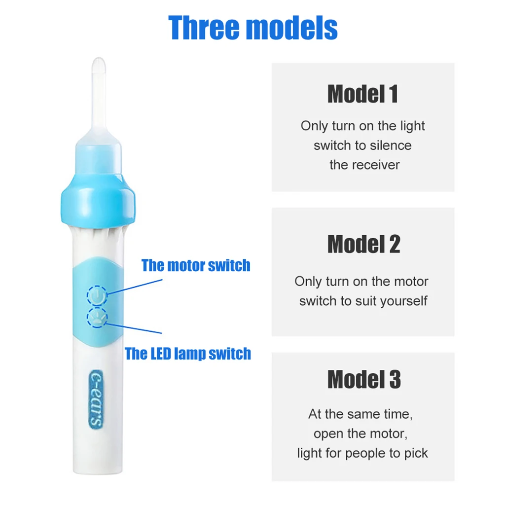 Electric Cordless Vacuum Ear Cleaner Wax Remover Safety Painless Cleaning  Device