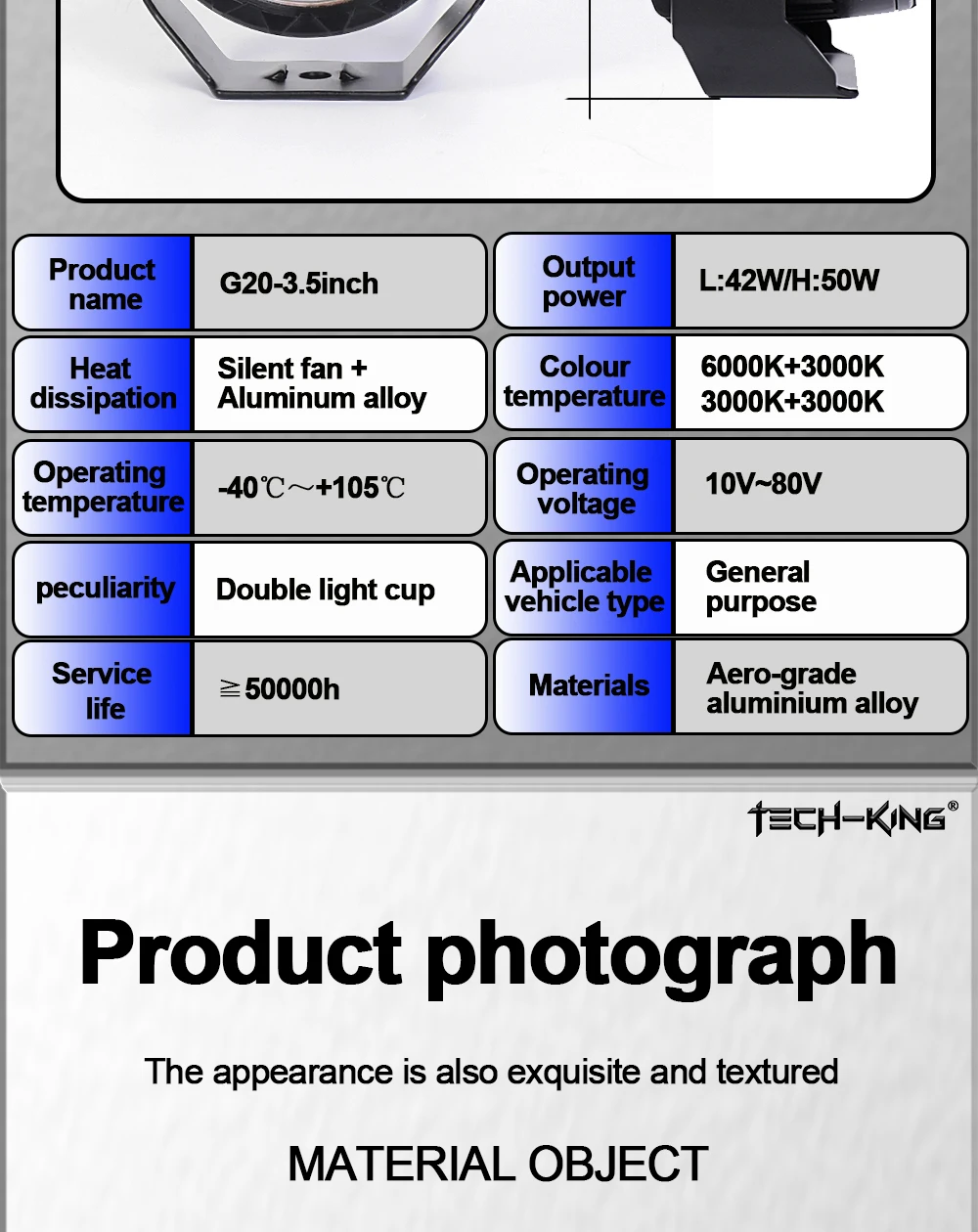 TK 3.5 Inch White Yellow Optional High Low Beam Car SUV Offroad Motorcycle ATV UTV BUS Truck LED Work Driving Head Fog Light For