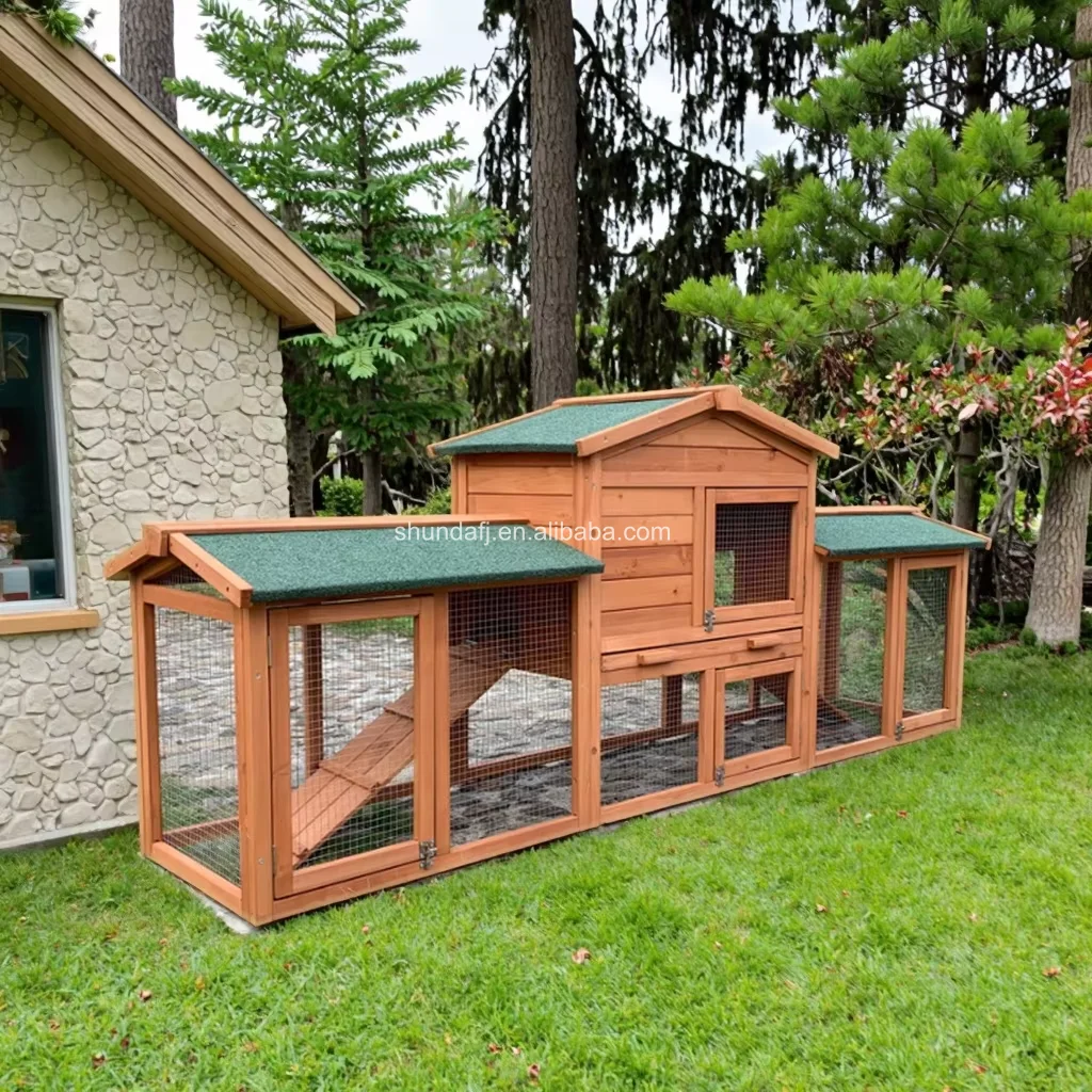 SDR003-D Double Run Wooden Rabbit House Sustainable Spacious