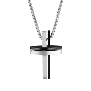 Fashion Design Double Cross Unique Jewelry Stainless Steel Tizti Pendant Necklace for Men Bijoux En Acier Inoxydable