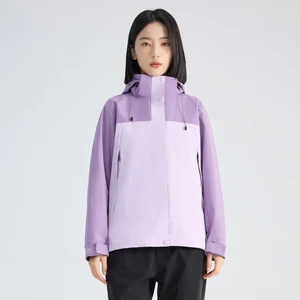 Outdoor Soft Shell Ski Jacket with Stand Collar and Zipper Closure Removable Padded Thickened Winter Windproof