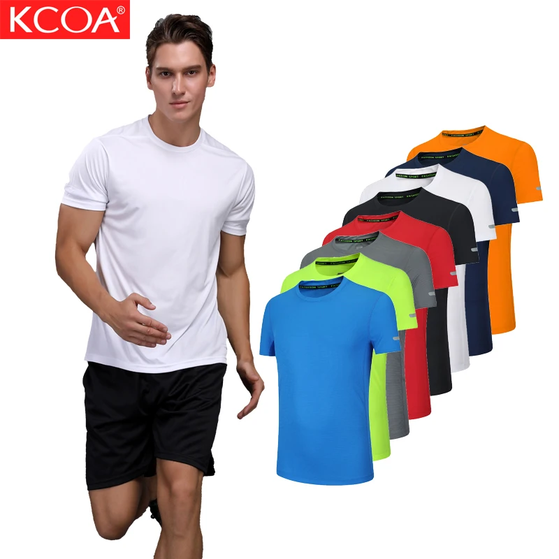 KCOA in Stock Hot Sales Sports Reflective Stripe Blank Running Quick Dry Men T Shirt