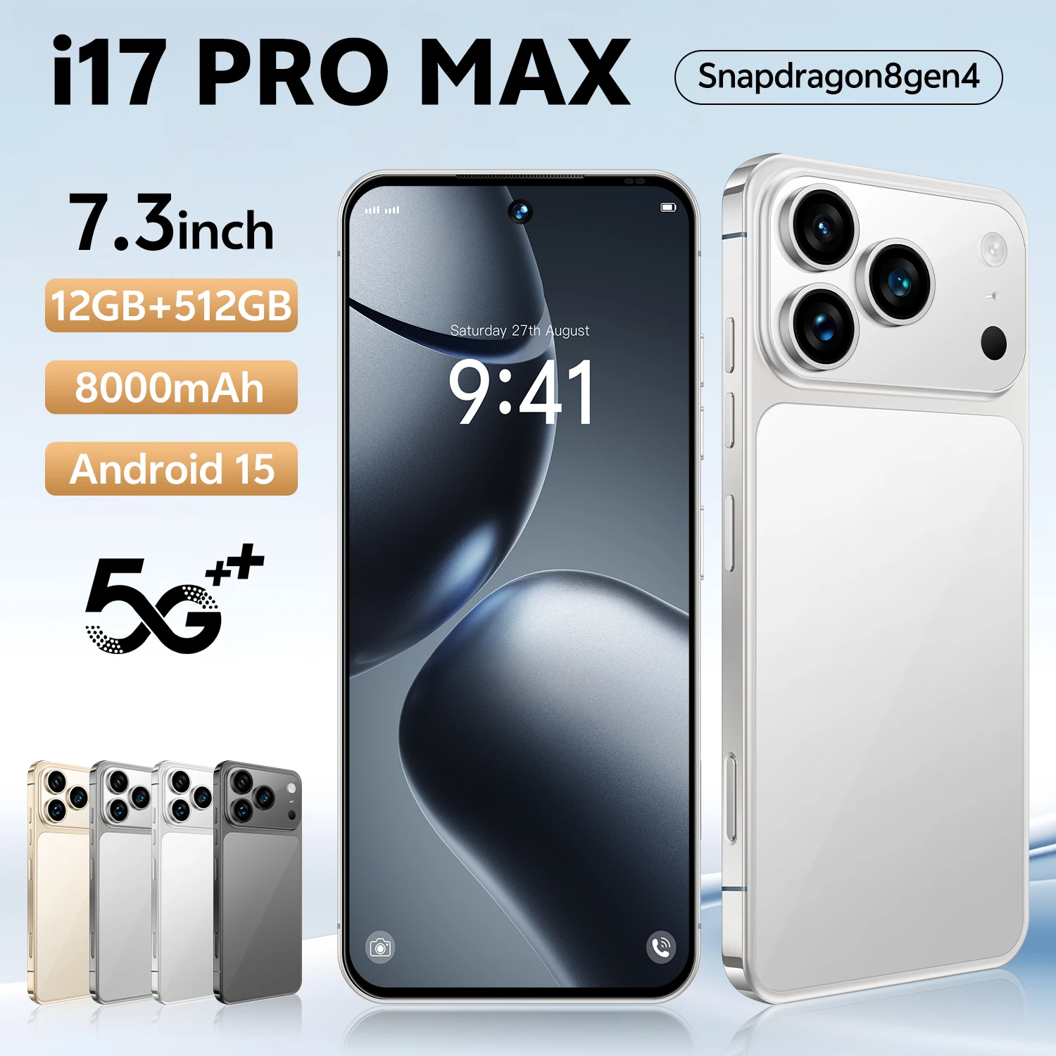 17 Pro Max Smart Phone Factory Hot Selling 7.3 Inch 108mp Rear Camera ...
