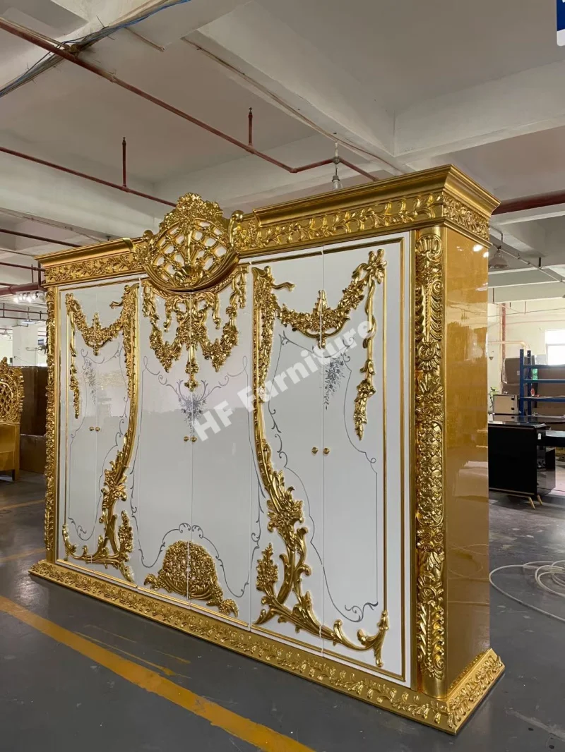 Rococo Design French Royal Luxury Wooden Carvings Glass Wine Cabinet ...