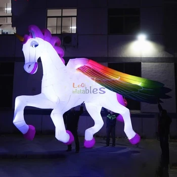 Led lights inflatable cartoon animal horse model customized giant inflatable unicorn for advertising decoration