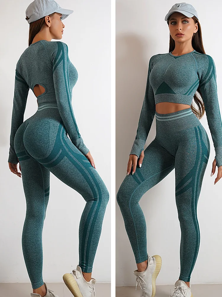 Custom Long Sleeve Activewear Outfits Women Workout Scrunch Butt ...