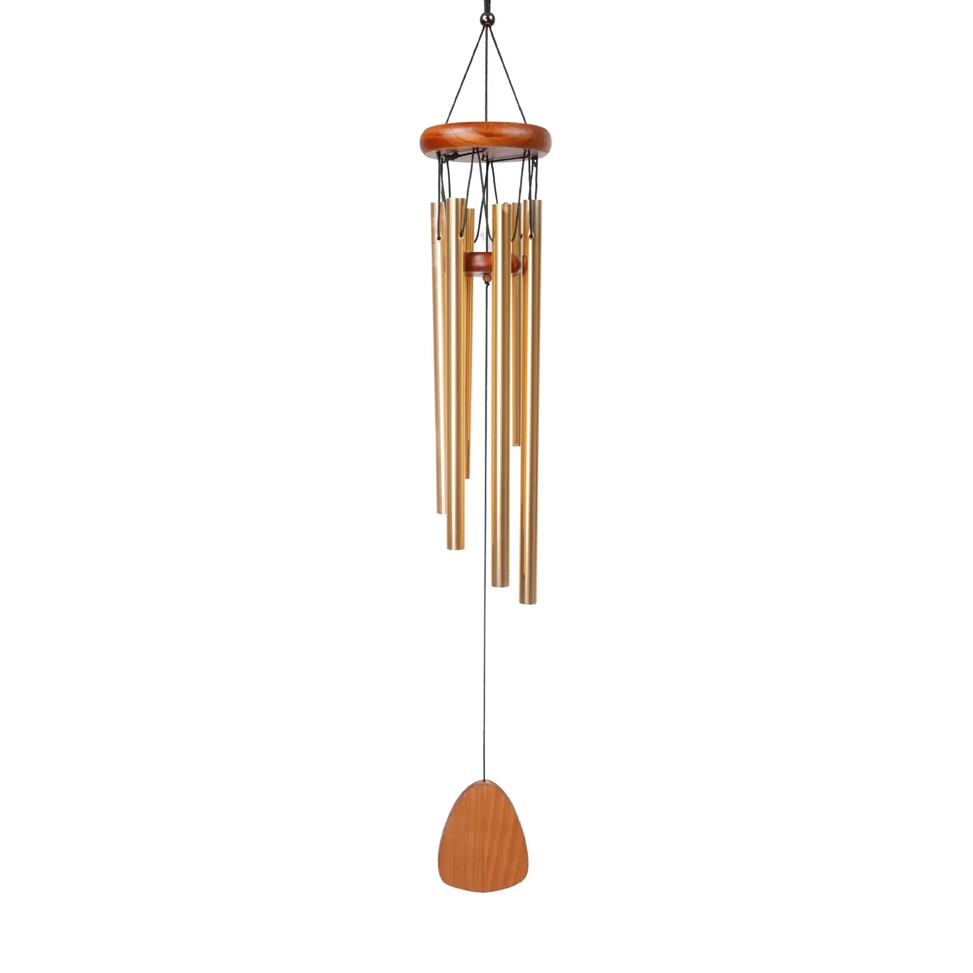 Carillon Éolien 5 Tubes Aluminium Et Bois – Décoration Musicale Extérieure Et Intérieure Style Feuille Apaisante