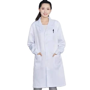 Unisex Custom Logo Coat Breathable and Wearable White Doctor Blouse Uniform Long Lab Jackets Made of Cotton and Polyester