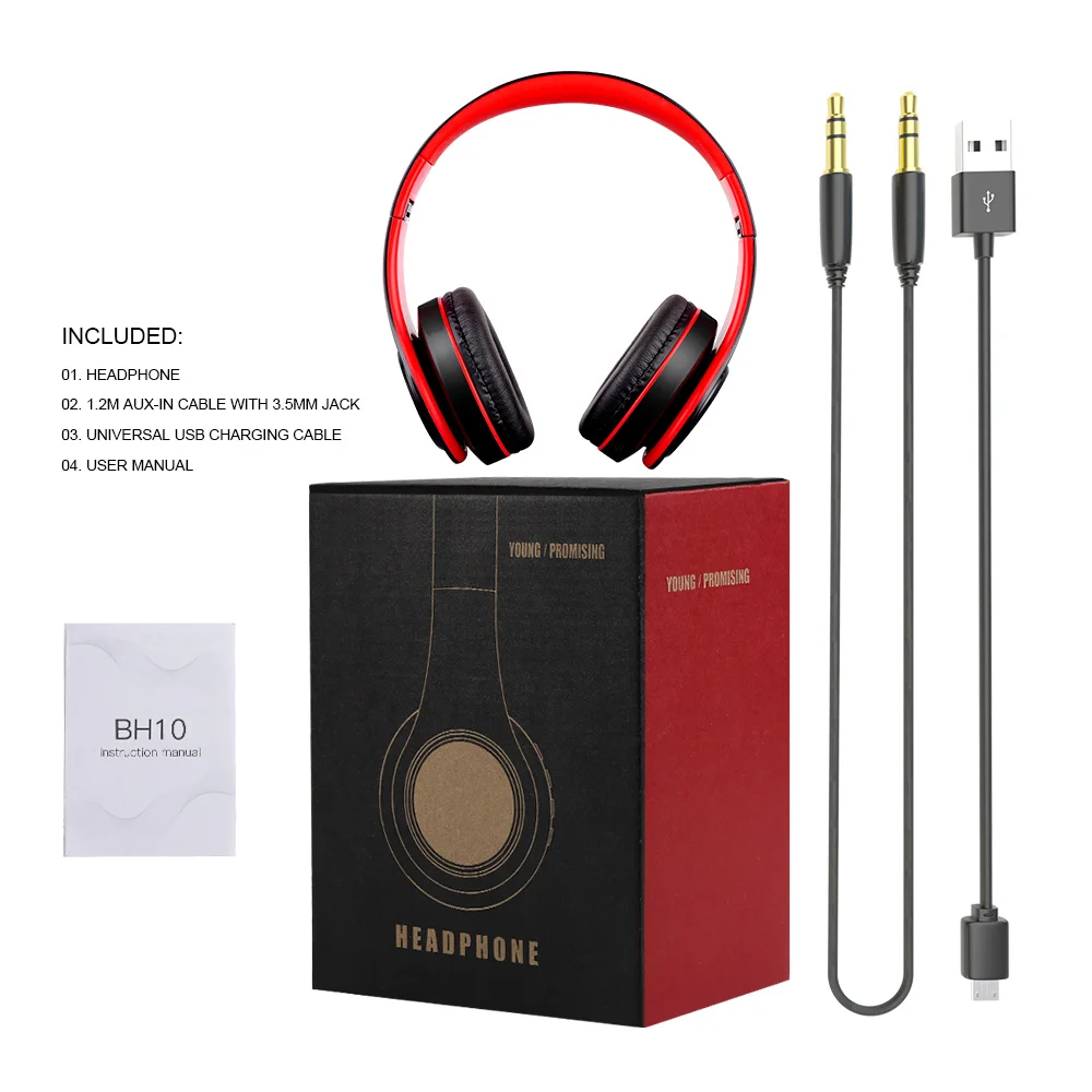 BH1 Factory Price Wireless Music Foldable Over Ear Bluetooth Headset Noise Cancelling Headphone for IOS Android