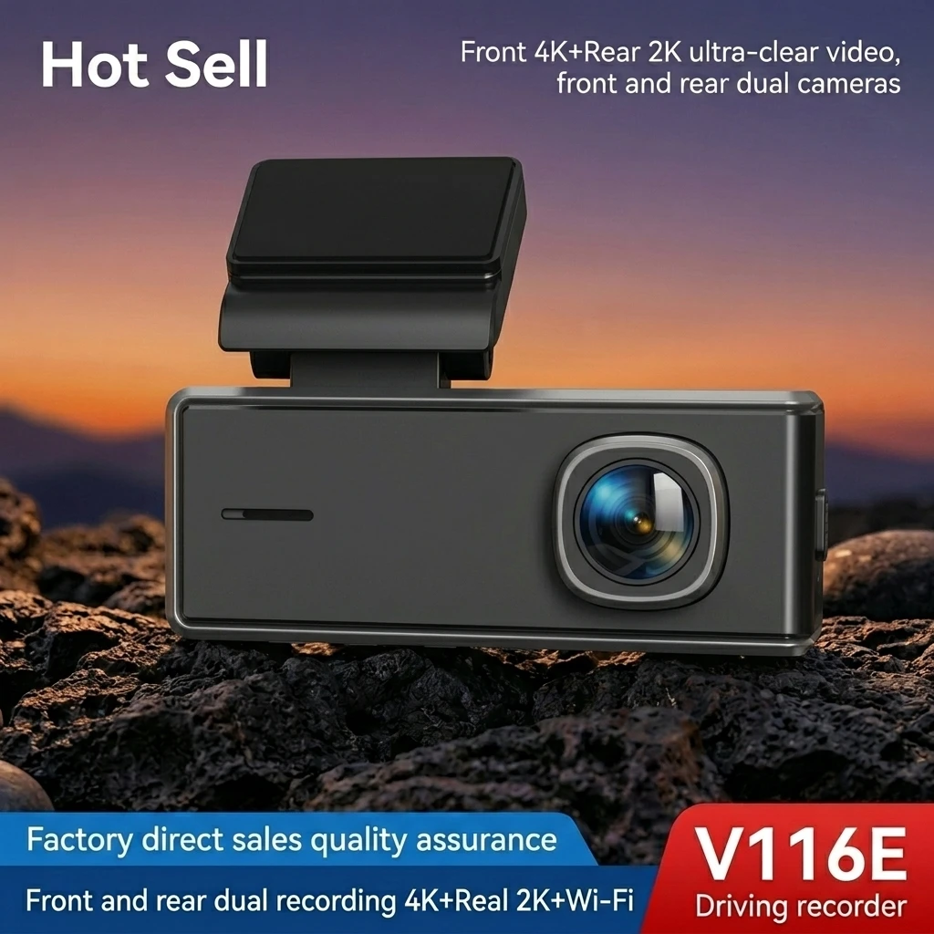 VIEVGUARB V116E Dash Cam Dual Lens G-Sensor Parking Monitor Loop Recording App Control ADAS 4K WiFi GPS Front and Rear