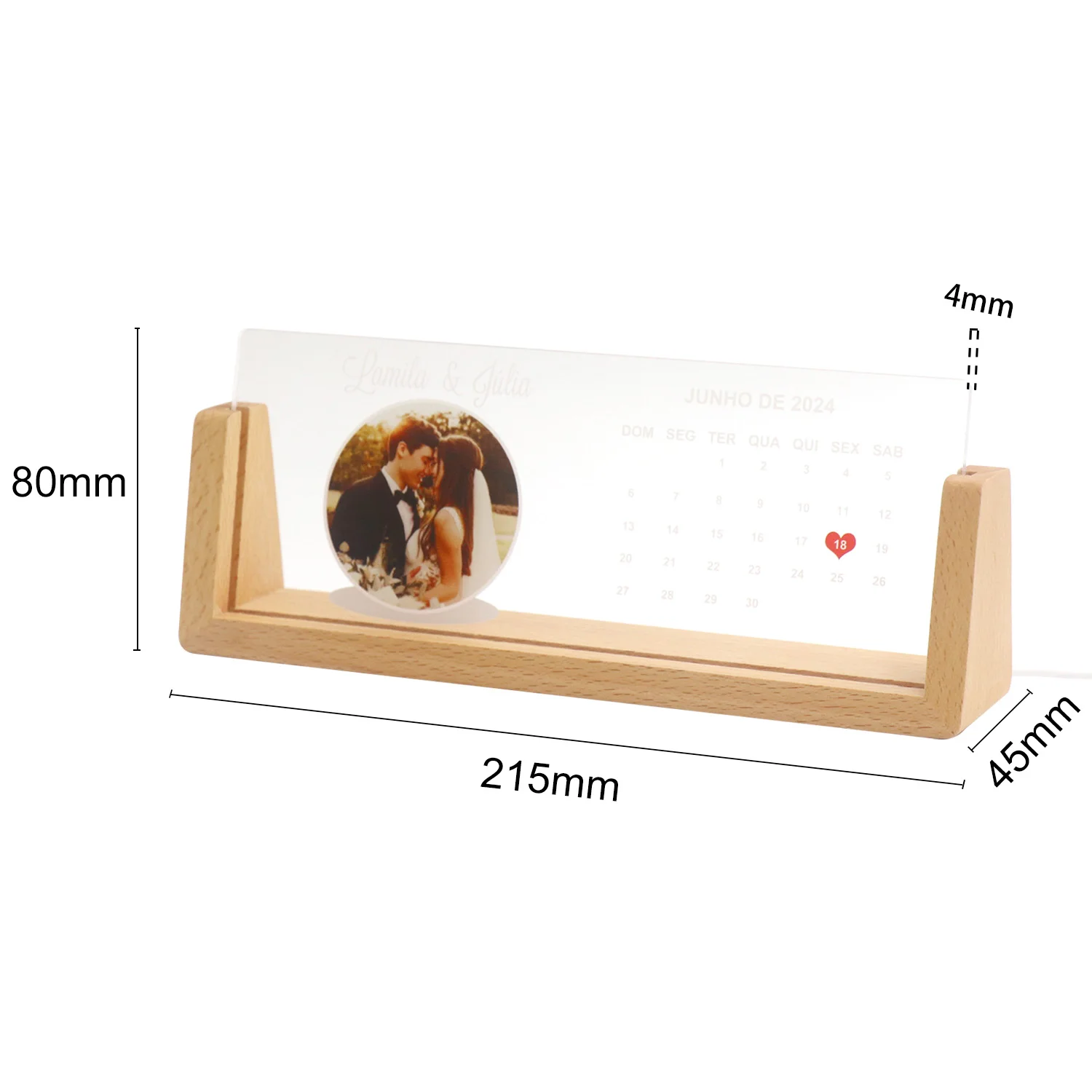 Personalized Customization Photo 3D Outside Carving Acrylic Acrylic Light Creative LED Wooden Base Night Light