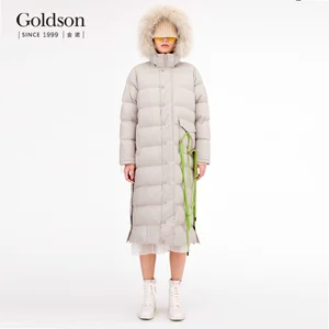 Lady's Long-Loose Hooded Outerwear Raccoon Fur Detail Winter Polyester Women's Faux Coats featuring Patch Pockets Long Sleeves