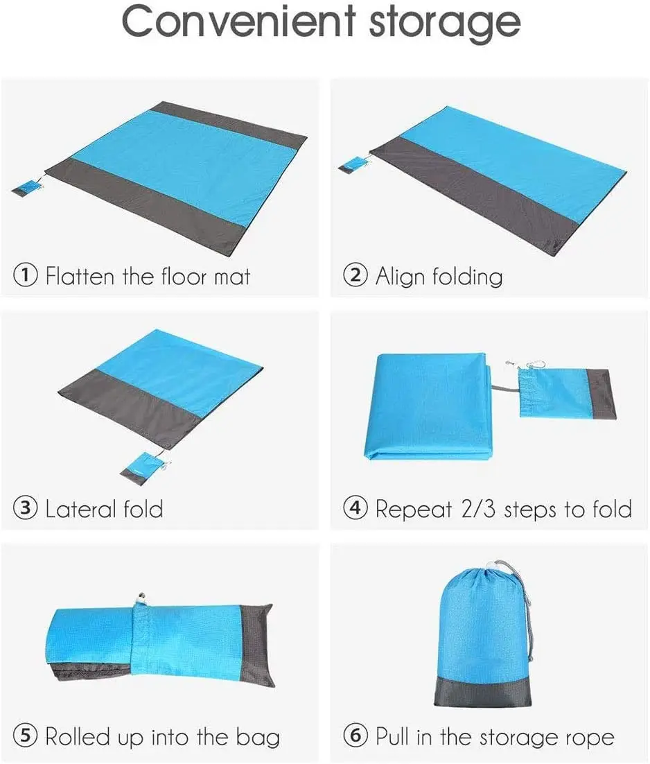 Outdoor Portable Sand Free Foldable Waterproof Camping Beach Mat Custom