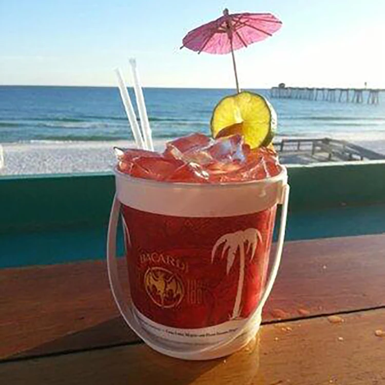 35oz Plastic Drink The Rum Bucket With Handle Custom Margarita Mix