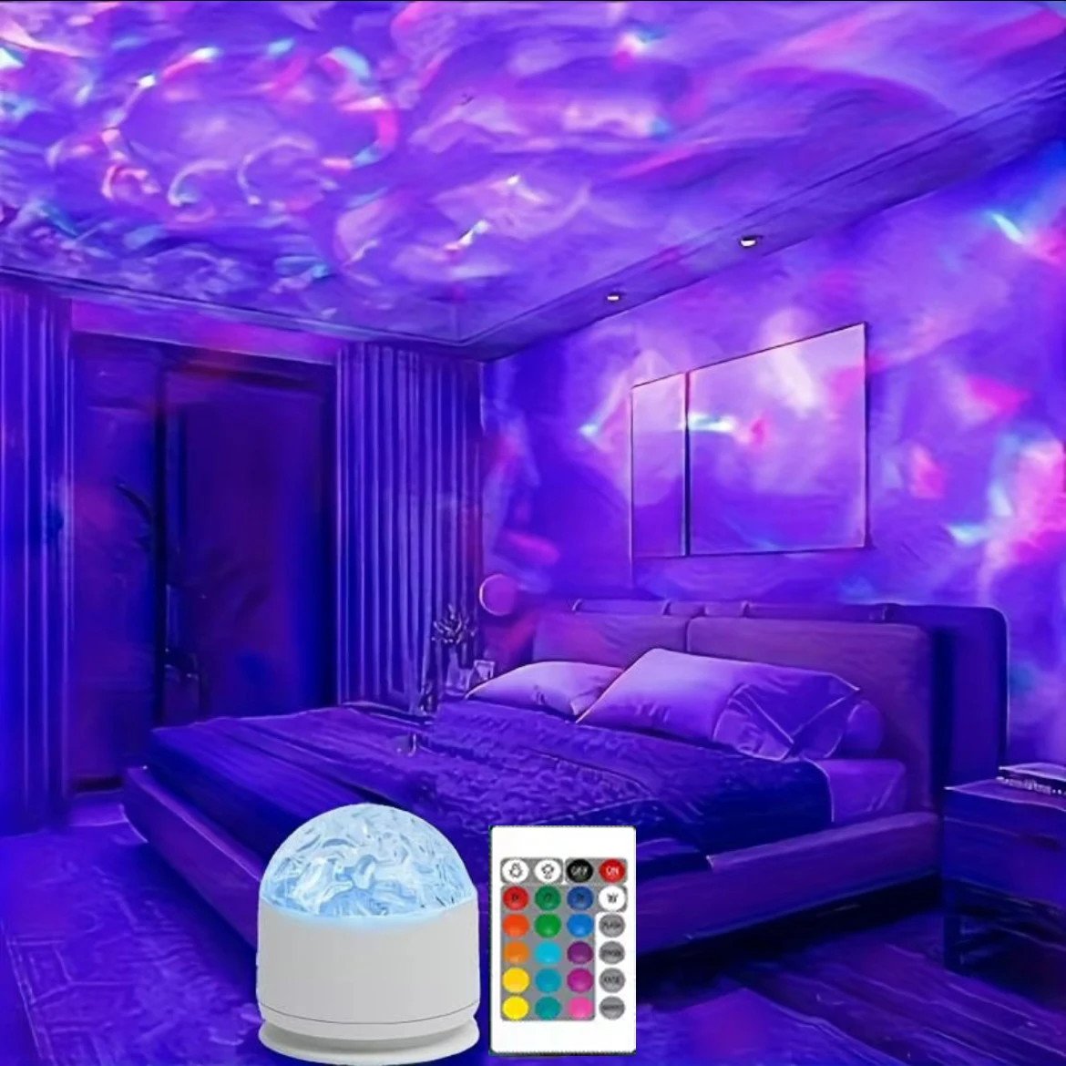 Wholesale Northern Lights Ocean Wave 3D Holographic Water Ripple Projector Light Remote Control USB/Type-C Powered Living Room