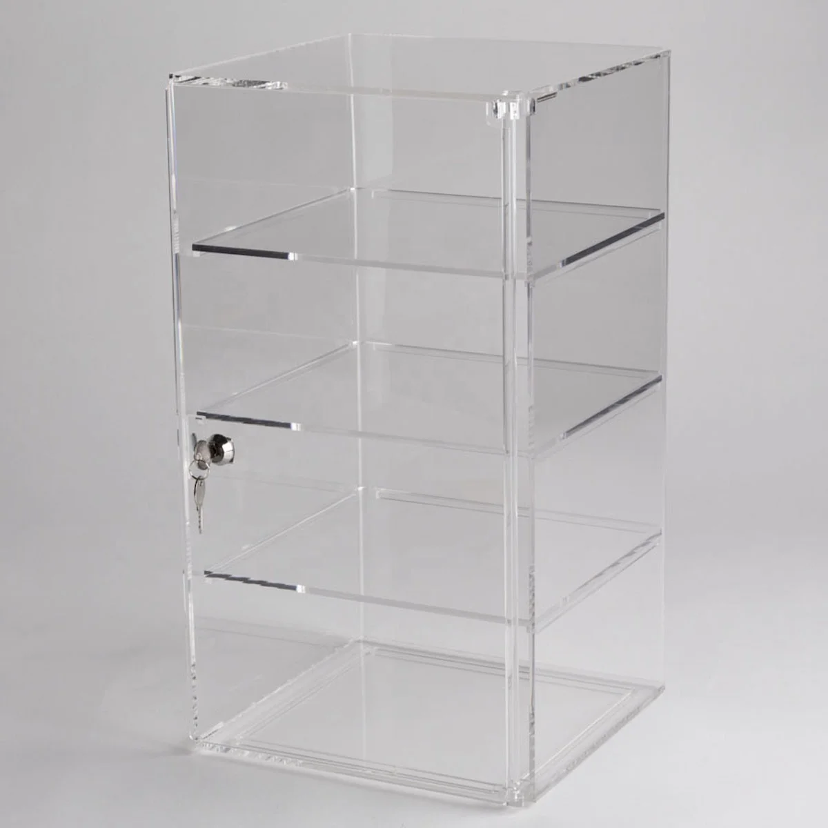 Lockable Rotating Jewelry Displays Rack Case Showcase Acrylic Display Stand Box With 4 Removable Shelves